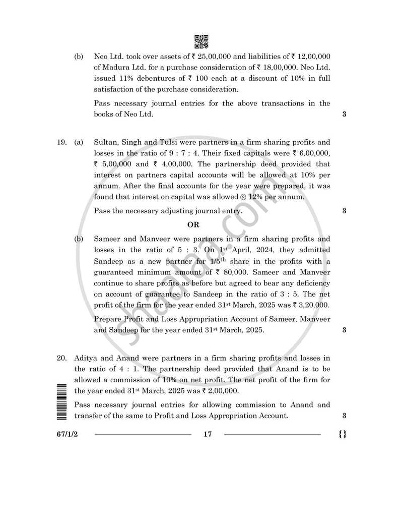 Accountancy 2025-2026 - CBSE 12th - Class 12 - CBSE (Central Board of Secondary Education) question paper with PDF download