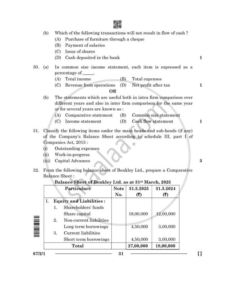 Accountancy 2025-2026 - CBSE 12th - Class 12 - CBSE (Central Board of Secondary Education) question paper with PDF download