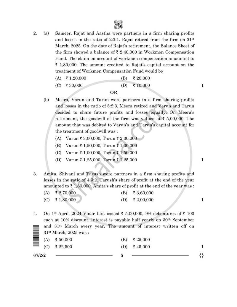 Accountancy 2025-2026 - CBSE 12th - Class 12 - CBSE (Central Board of Secondary Education) question paper with PDF download