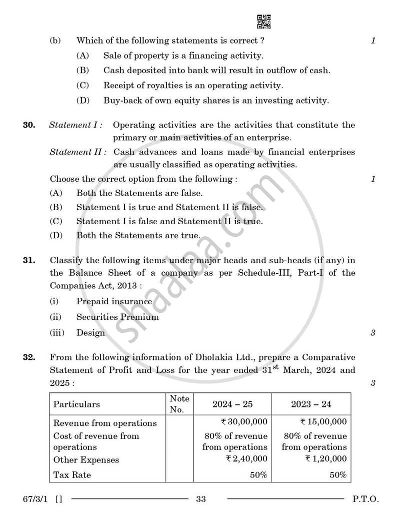 Accountancy 2025-2026 - CBSE 12th - Class 12 - CBSE (Central Board of Secondary Education) question paper with PDF download