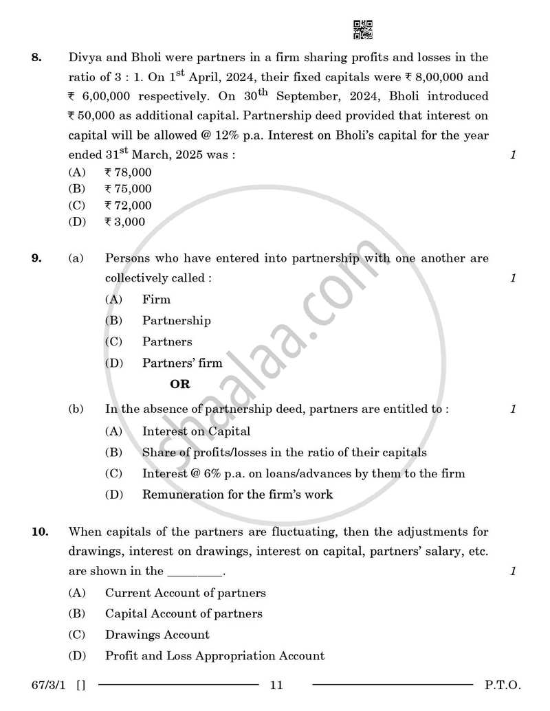 Accountancy 2025-2026 - CBSE 12th - Class 12 - CBSE (Central Board of Secondary Education) question paper with PDF download