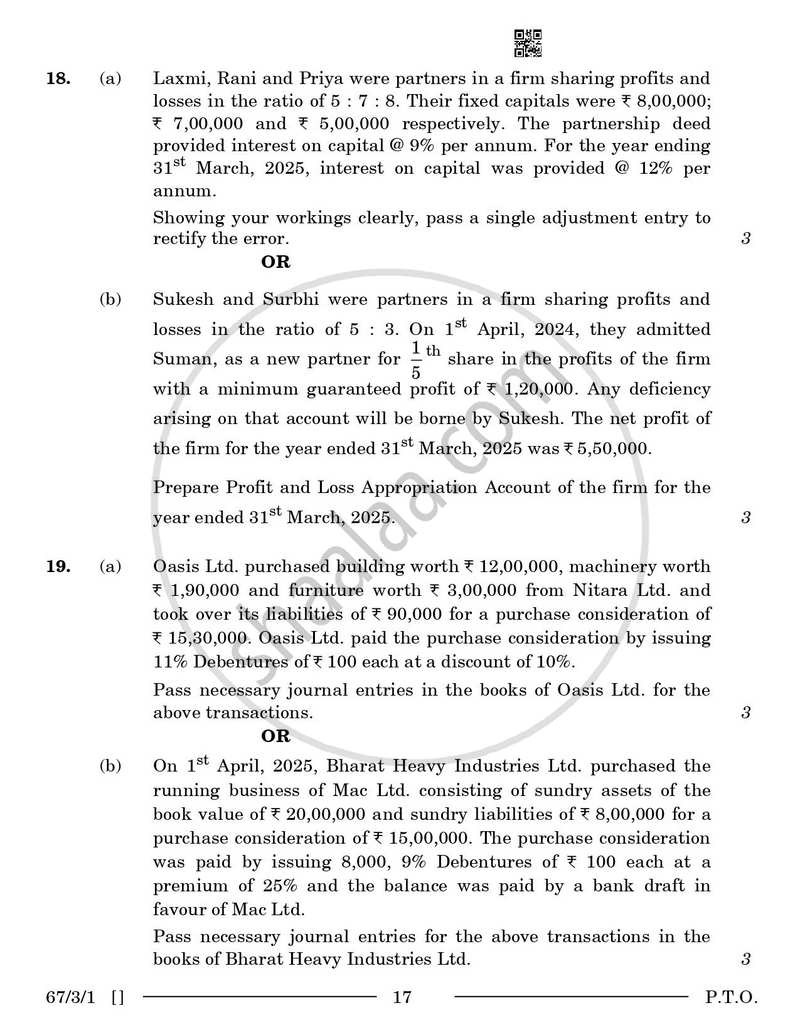 Accountancy 2025-2026 - CBSE 12th - Class 12 - CBSE (Central Board of Secondary Education) question paper with PDF download