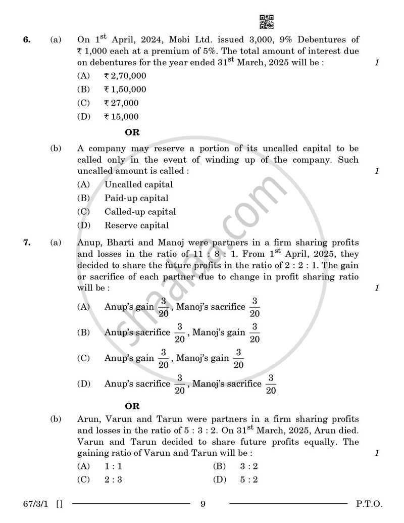 Accountancy 2025-2026 - CBSE 12th - Class 12 - CBSE (Central Board of Secondary Education) question paper with PDF download