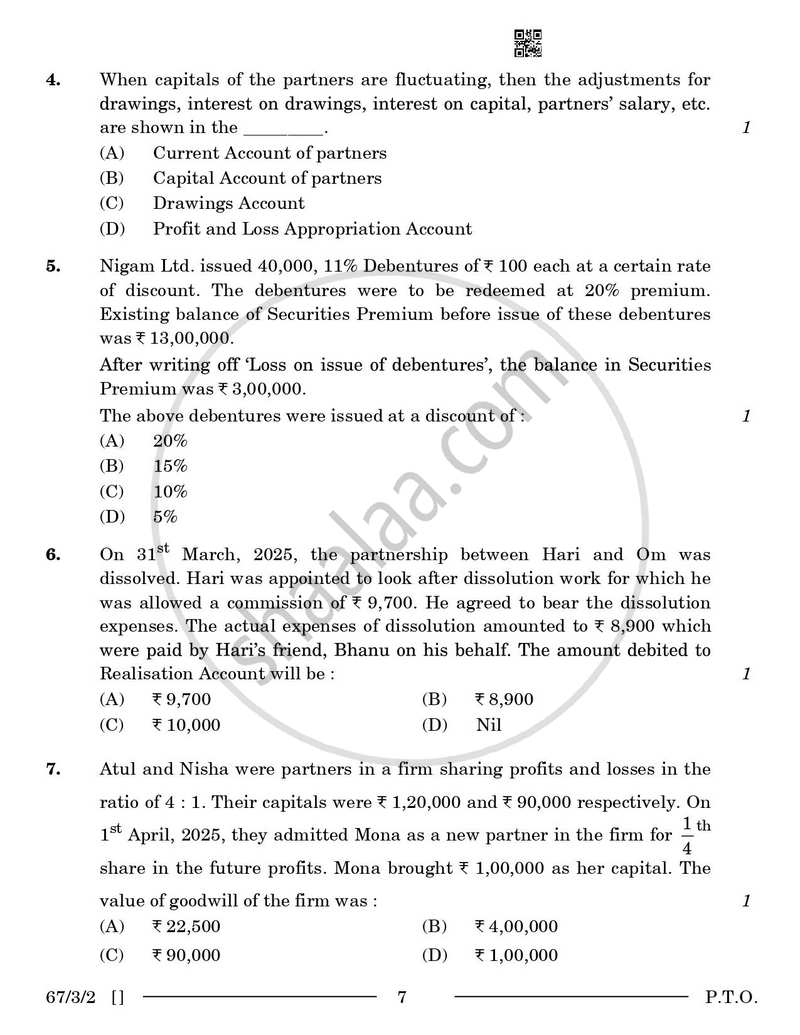 Accountancy 2025-2026 - CBSE 12th - Class 12 - CBSE (Central Board of Secondary Education) question paper with PDF download