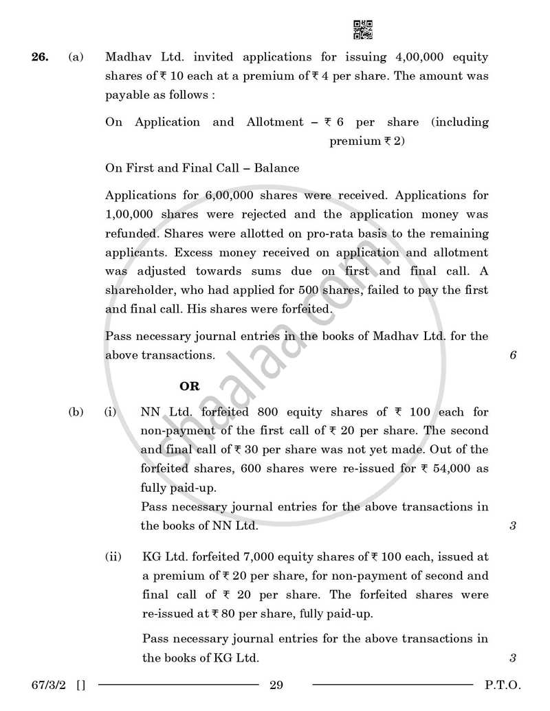 Accountancy 2025-2026 - CBSE 12th - Class 12 - CBSE (Central Board of Secondary Education) question paper with PDF download