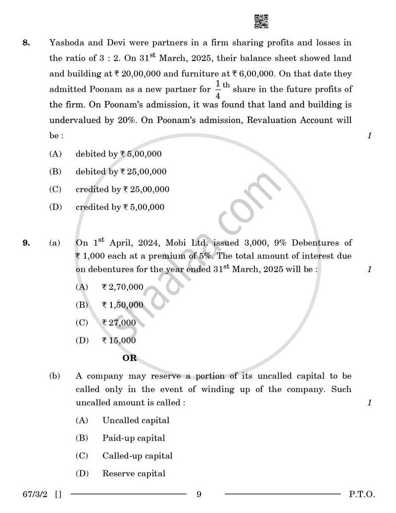 Accountancy 2025-2026 - CBSE 12th - Class 12 - CBSE (Central Board of Secondary Education) question paper with PDF download