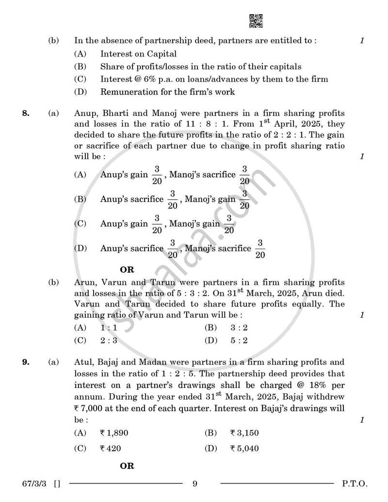 Accountancy 2025-2026 - CBSE 12th - Class 12 - CBSE (Central Board of Secondary Education) question paper with PDF download