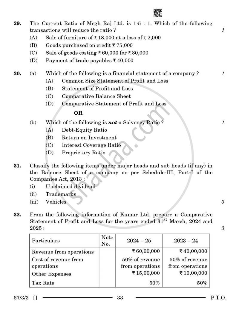 Accountancy 2025-2026 - CBSE 12th - Class 12 - CBSE (Central Board of Secondary Education) question paper with PDF download