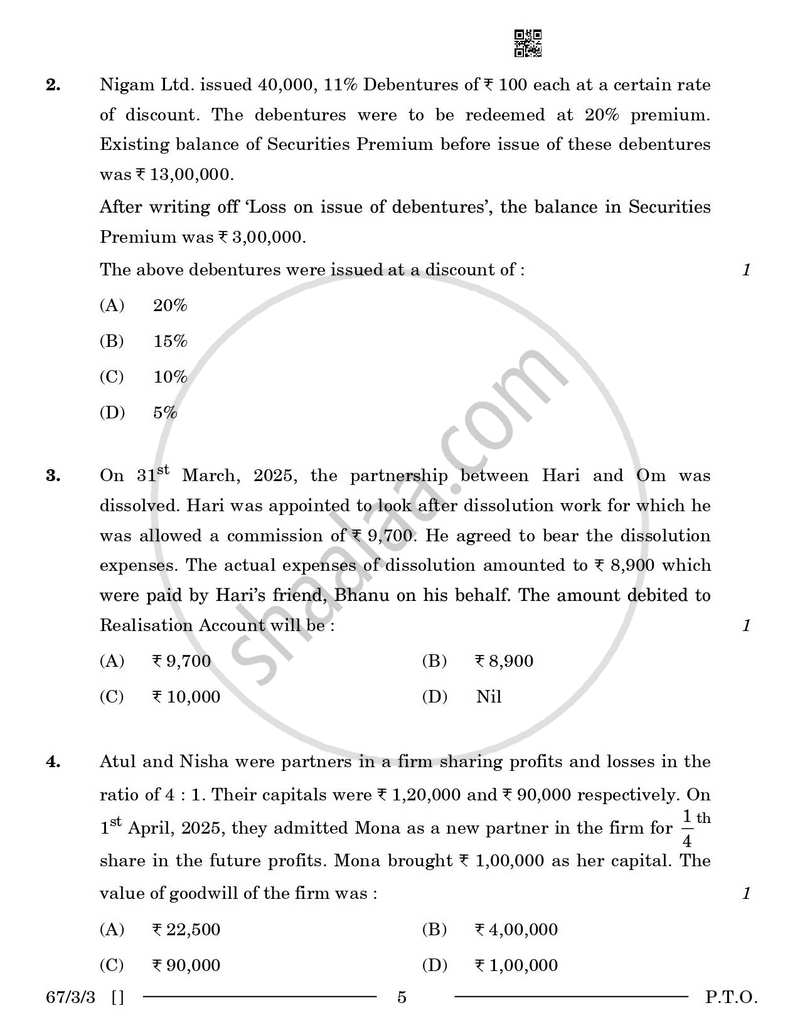Accountancy 2025-2026 - CBSE 12th - Class 12 - CBSE (Central Board of Secondary Education) question paper with PDF download