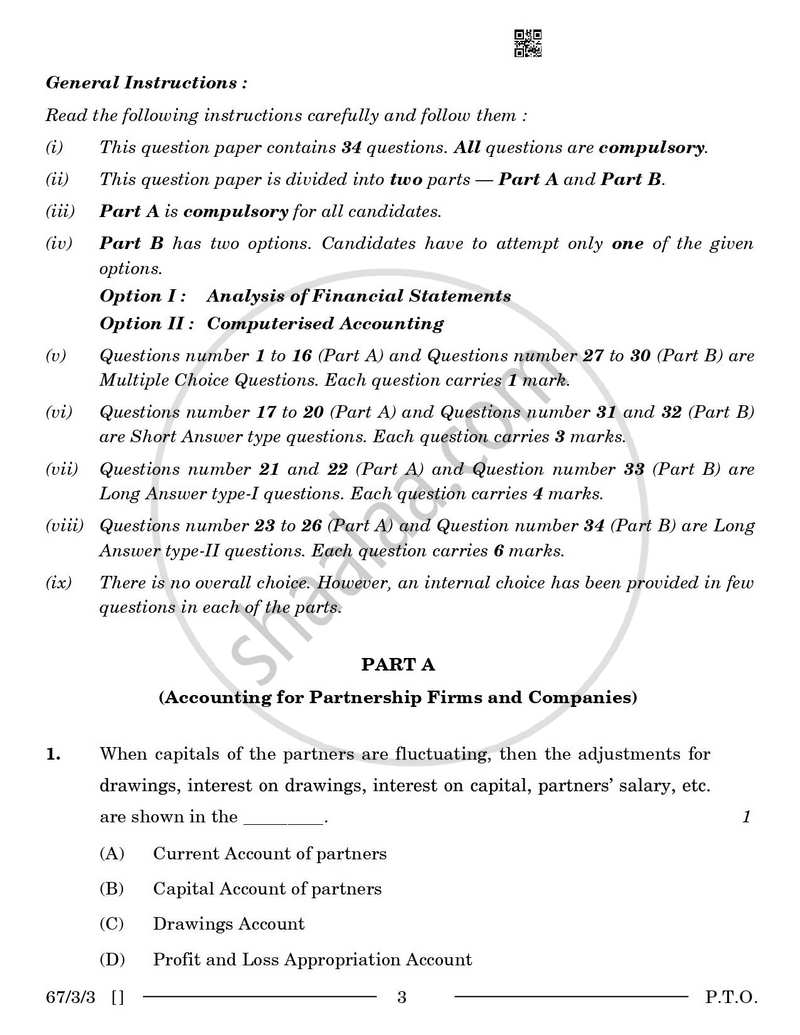 Accountancy 2025-2026 - CBSE 12th - Class 12 - CBSE (Central Board of Secondary Education) question paper with PDF download