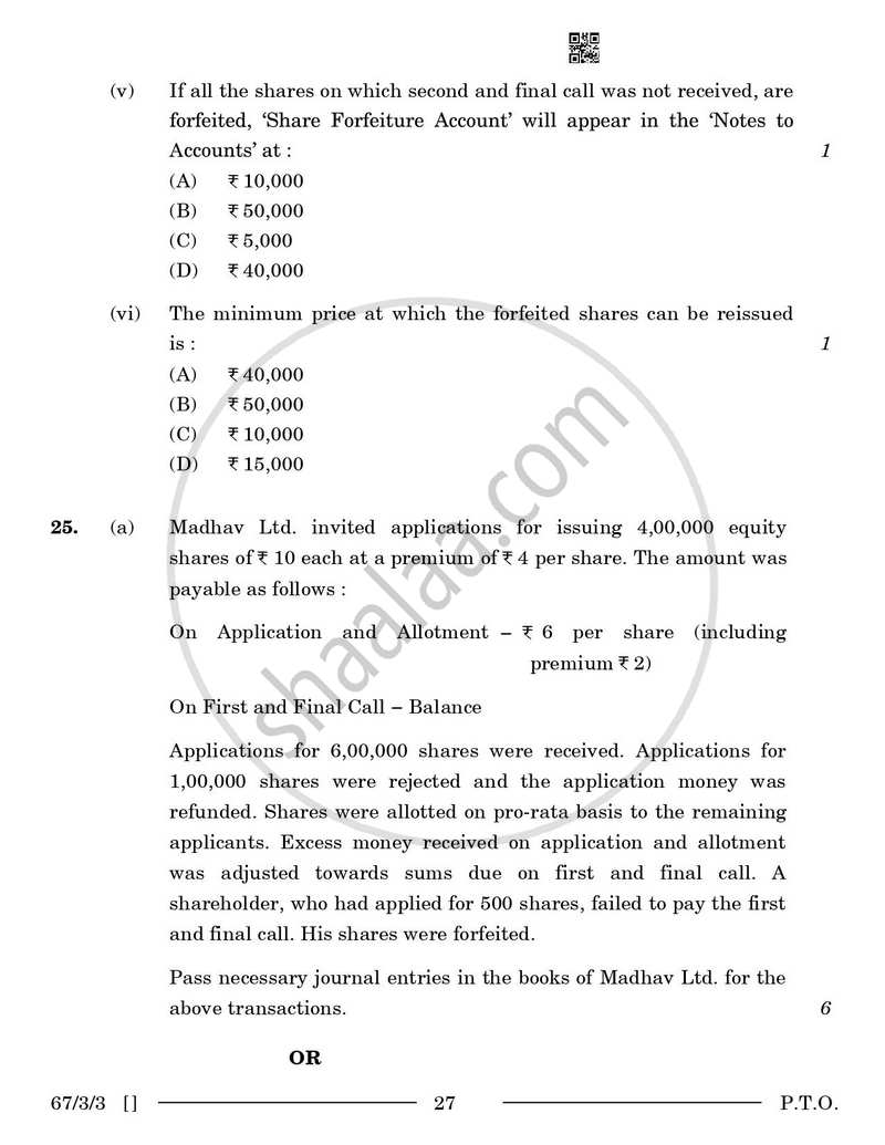 Accountancy 2025-2026 - CBSE 12th - Class 12 - CBSE (Central Board of Secondary Education) question paper with PDF download