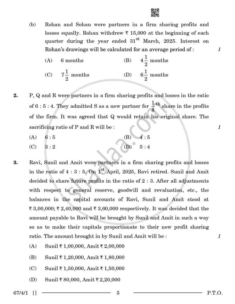 Accountancy 2025-2026 - CBSE 12th - Class 12 - CBSE (Central Board of Secondary Education) question paper with PDF download