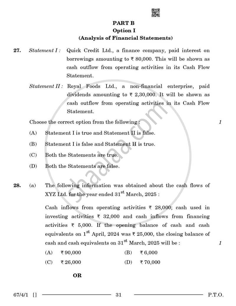 Accountancy 2025-2026 - CBSE 12th - Class 12 - CBSE (Central Board of Secondary Education) question paper with PDF download
