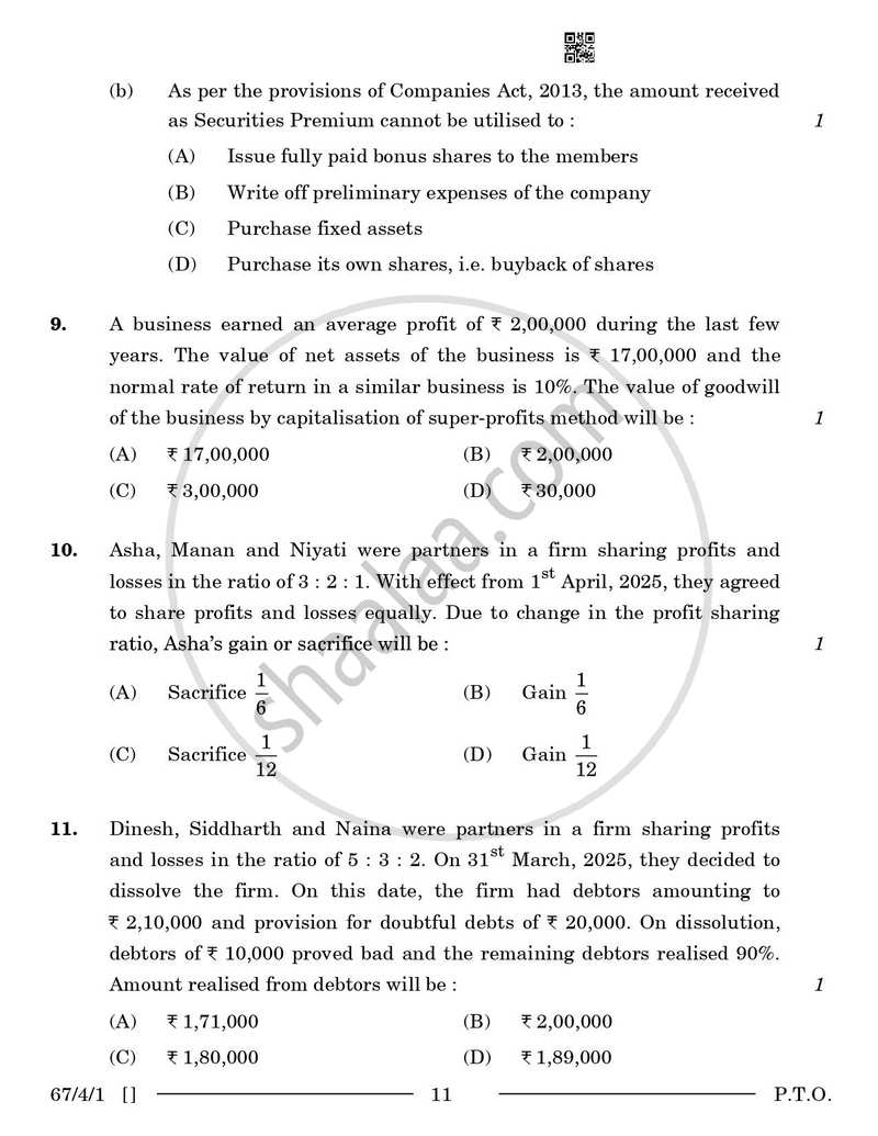 Accountancy 2025-2026 - CBSE 12th - Class 12 - CBSE (Central Board of Secondary Education) question paper with PDF download