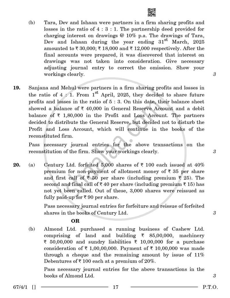 Accountancy 2025-2026 - CBSE 12th - Class 12 - CBSE (Central Board of Secondary Education) question paper with PDF download