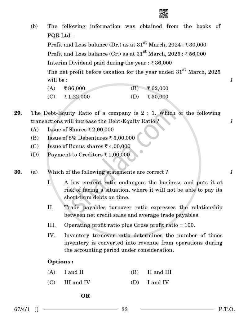 Accountancy 2025-2026 - CBSE 12th - Class 12 - CBSE (Central Board of Secondary Education) question paper with PDF download