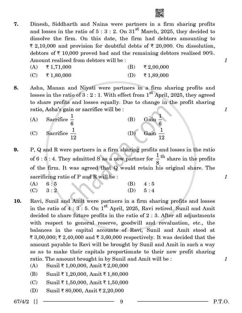 Accountancy 2025-2026 - CBSE 12th - Class 12 - CBSE (Central Board of Secondary Education) question paper with PDF download