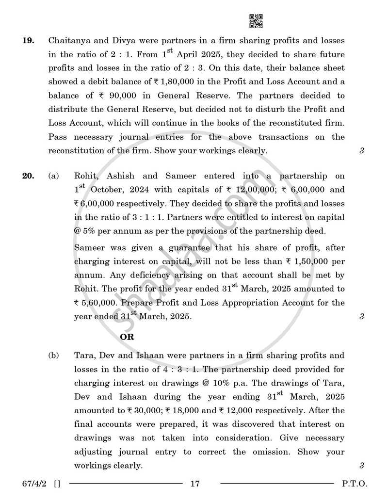 Accountancy 2025-2026 - CBSE 12th - Class 12 - CBSE (Central Board of Secondary Education) question paper with PDF download