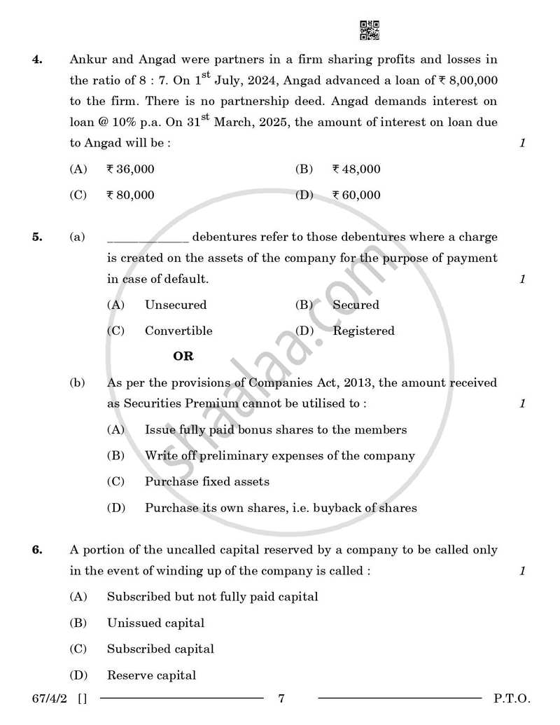 Accountancy 2025-2026 - CBSE 12th - Class 12 - CBSE (Central Board of Secondary Education) question paper with PDF download