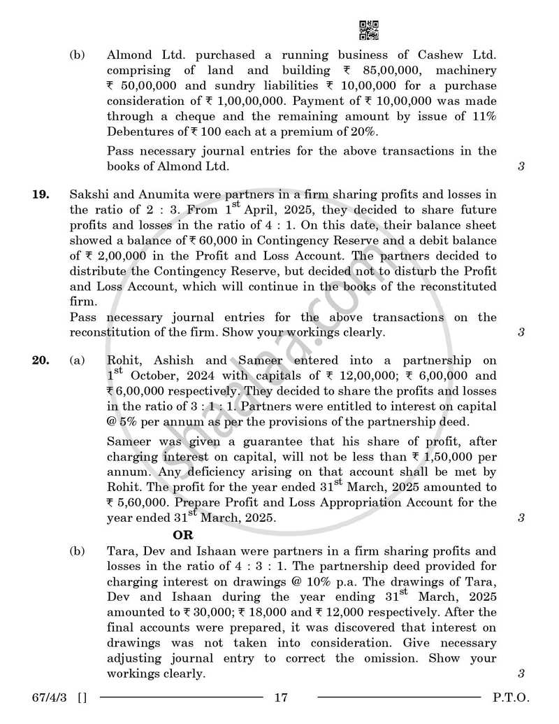 Accountancy 2025-2026 - CBSE 12th - Class 12 - CBSE (Central Board of Secondary Education) question paper with PDF download