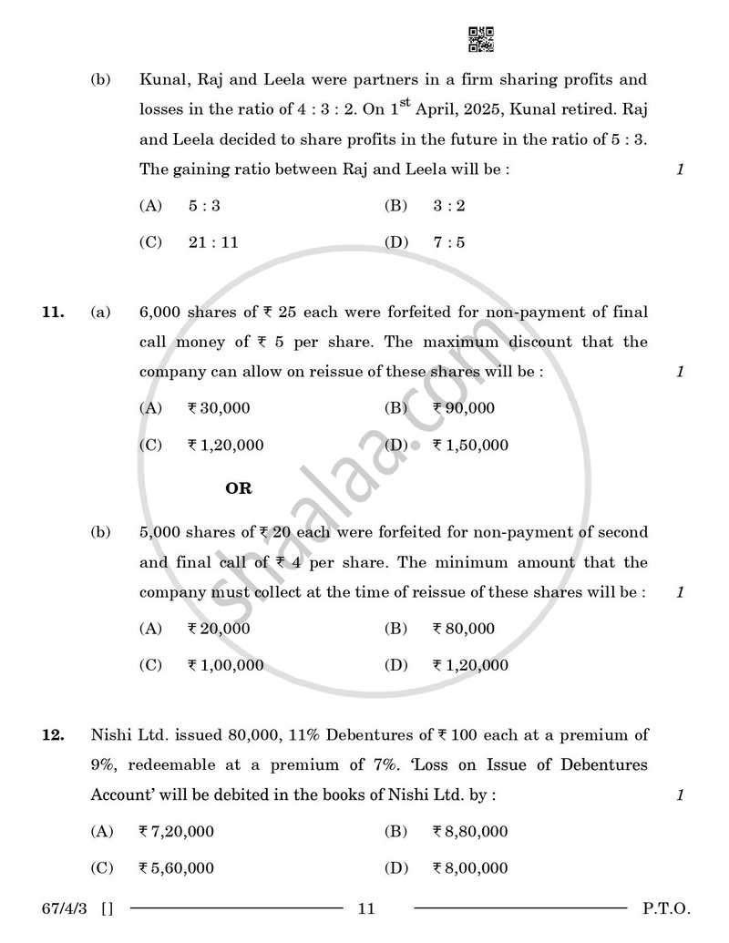 Accountancy 2025-2026 - CBSE 12th - Class 12 - CBSE (Central Board of Secondary Education) question paper with PDF download