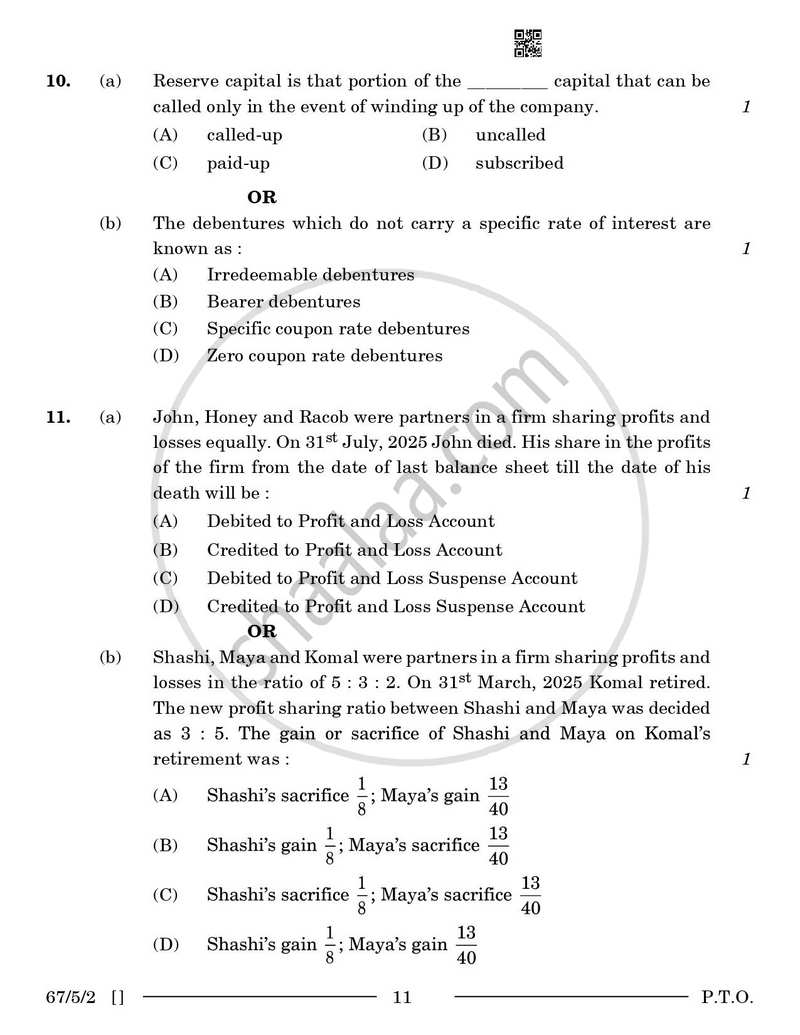 Accountancy 2025-2026 - CBSE 12th - Class 12 - CBSE (Central Board of Secondary Education) question paper with PDF download