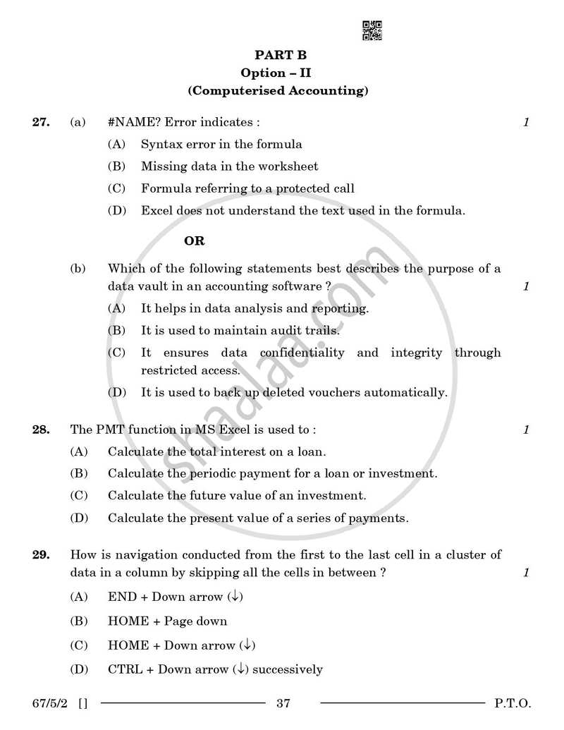 Accountancy 2025-2026 - CBSE 12th - Class 12 - CBSE (Central Board of Secondary Education) question paper with PDF download
