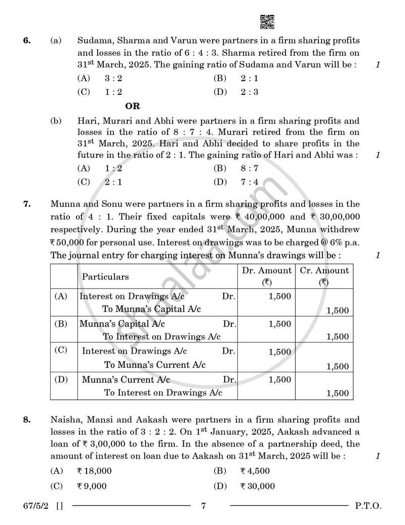 Accountancy 2025-2026 - CBSE 12th - Class 12 - CBSE (Central Board of Secondary Education) question paper with PDF download