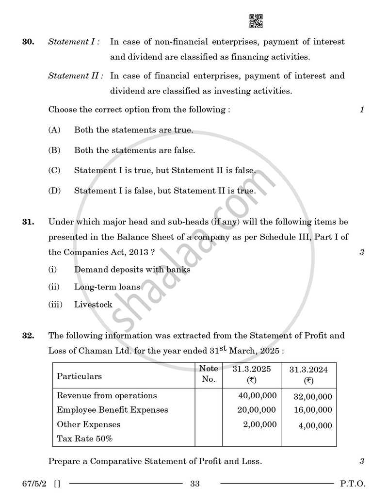 Accountancy 2025-2026 - CBSE 12th - Class 12 - CBSE (Central Board of Secondary Education) question paper with PDF download