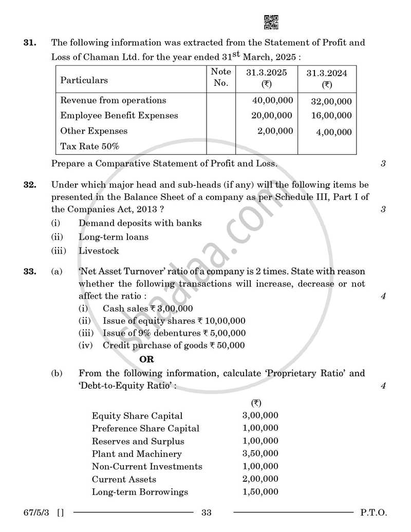 Accountancy 2025-2026 - CBSE 12th - Class 12 - CBSE (Central Board of Secondary Education) question paper with PDF download