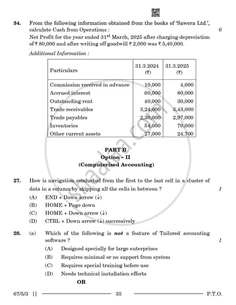 Accountancy 2025-2026 - CBSE 12th - Class 12 - CBSE (Central Board of Secondary Education) question paper with PDF download