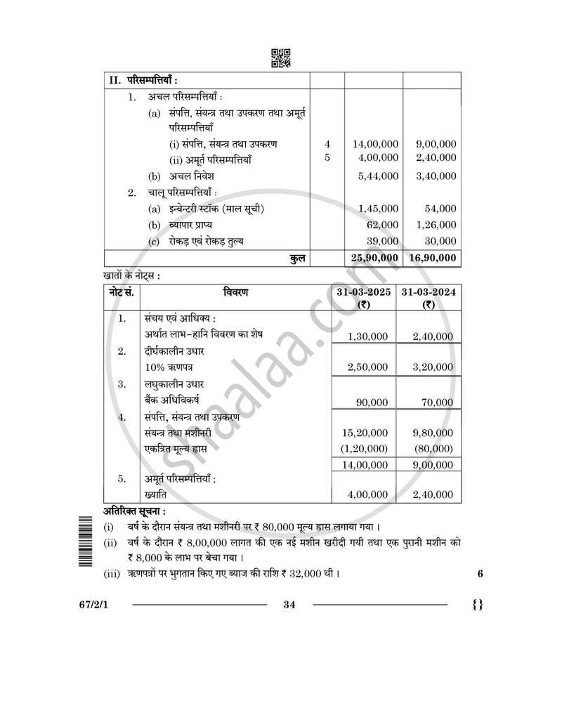 Accountancy (लेखाशास्त्र) 2025-2026 - CBSE 12th - Class 12 [कक्षा १२] - CBSE (Central Board of Secondary Education) question paper with PDF download