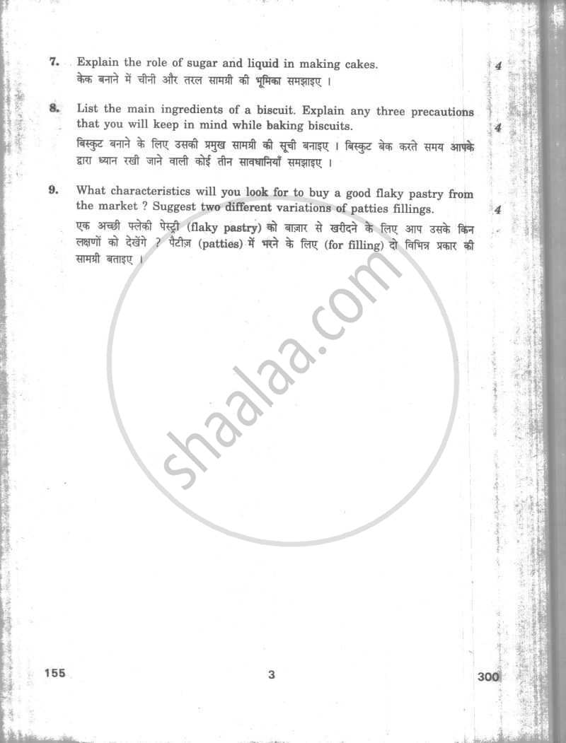 Advance Food Preparation 2009-2010 - CBSE 12th - Class 12 - CBSE (Central Board of Secondary Education) question paper with PDF download