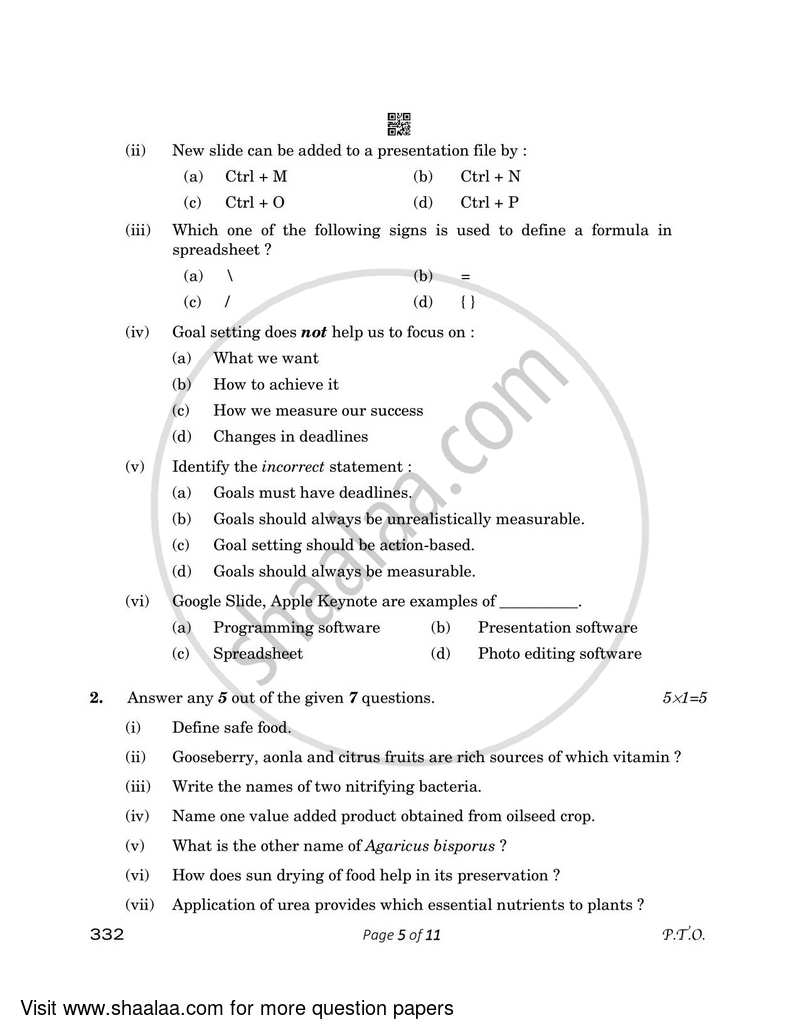 Agriculture 2022-2023 - CBSE 12th - Class 12 - CBSE (Central Board of Secondary Education) question paper with PDF download