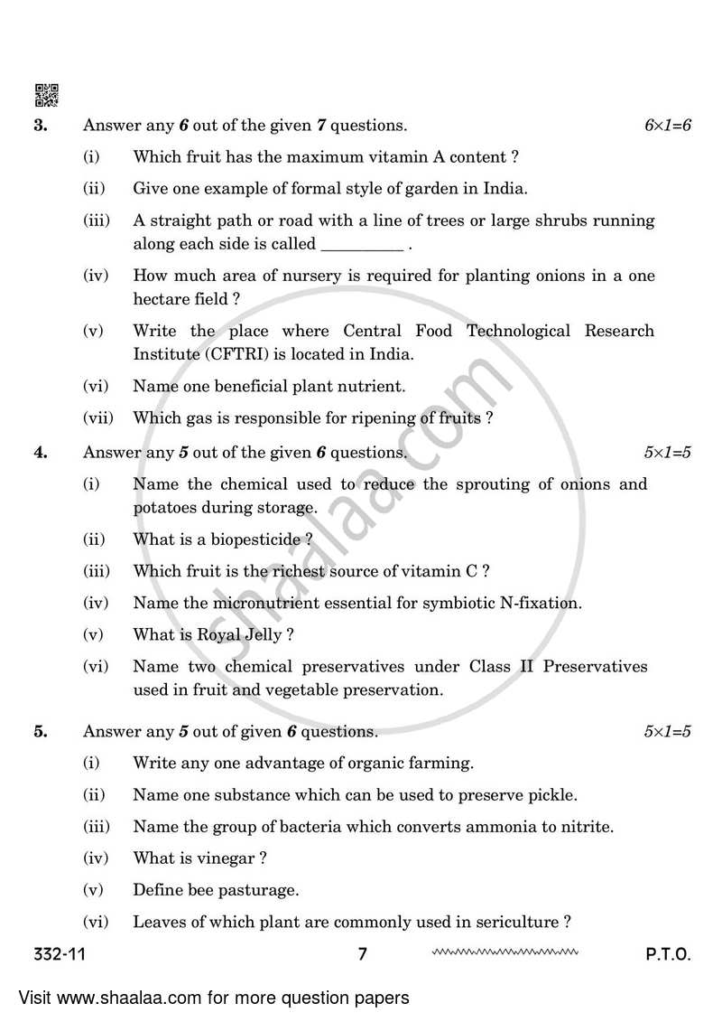 Agriculture 2023-2024 - CBSE 12th - Class 12 - CBSE (Central Board of Secondary Education) question paper with PDF download
