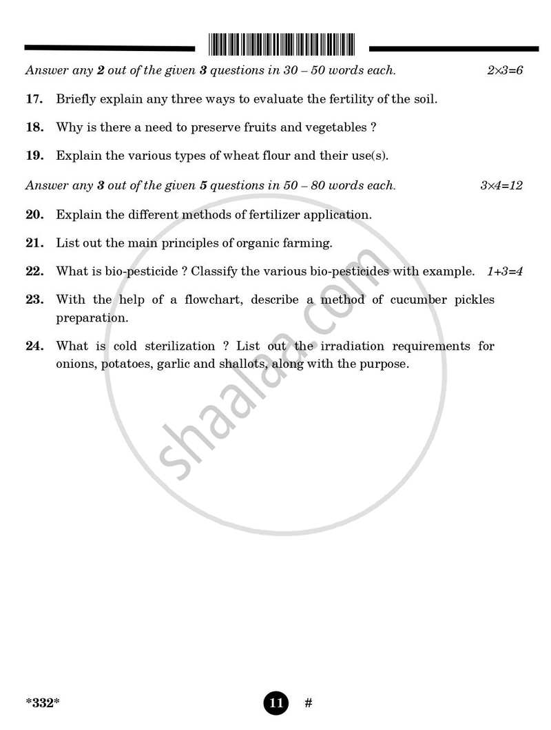 Agriculture 2024-2025 - CBSE 12th - Class 12 - CBSE (Central Board of Secondary Education) question paper with PDF download