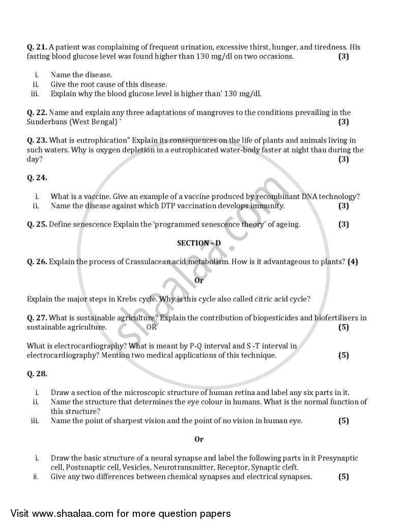 Biology 2005-2006 - CBSE 12th - Class 12 - CBSE (Central Board of Secondary Education) question paper with PDF download