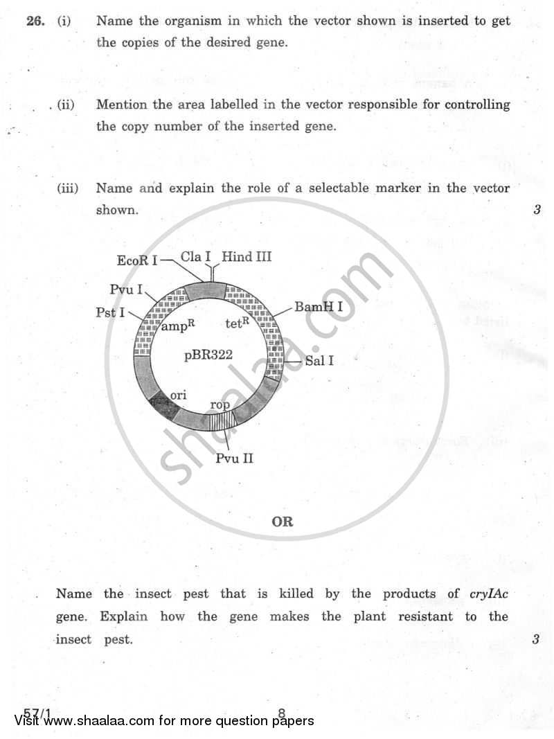 Biology 2009-2010 - CBSE 12th - Class 12 - CBSE (Central Board of Secondary Education) question paper with PDF download