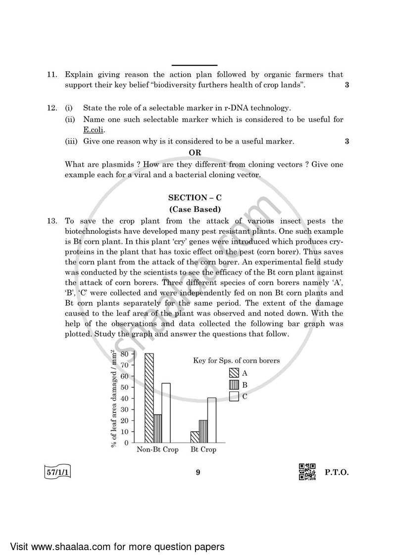 Biology 2021-2022 - CBSE 12th - Class 12 - CBSE (Central Board of Secondary Education) question paper with PDF download