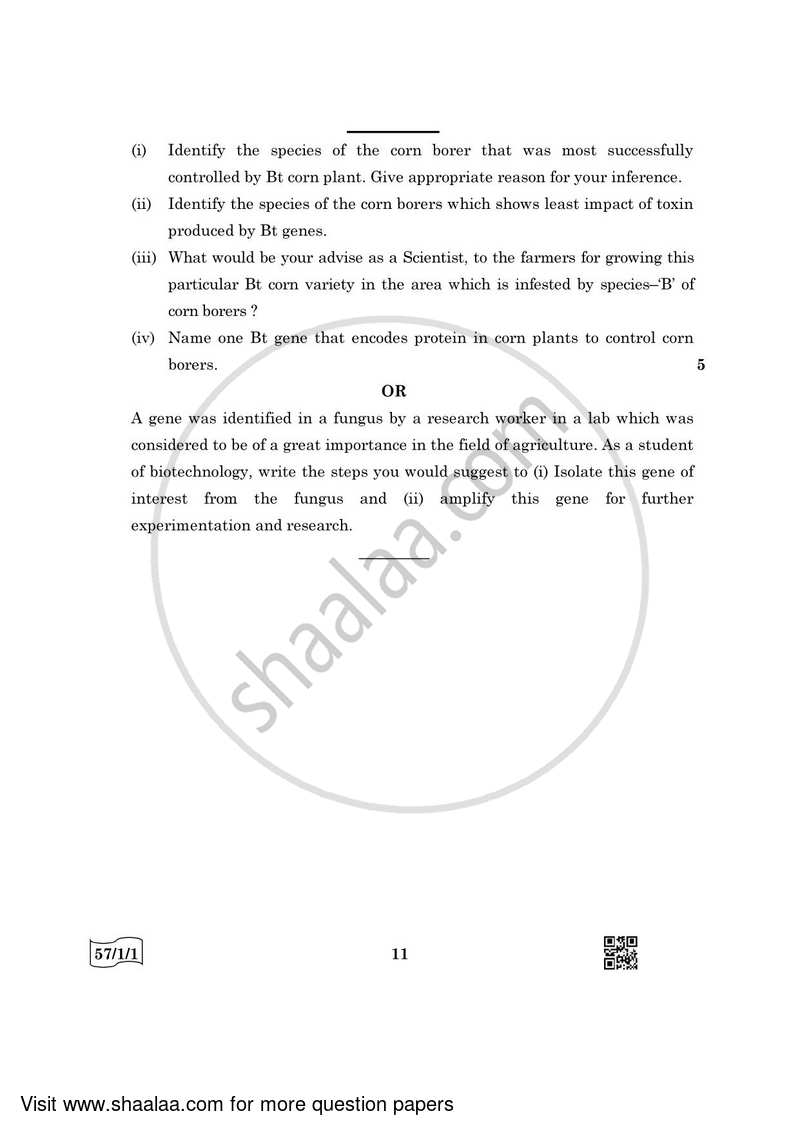 Biology 2021-2022 - CBSE 12th - Class 12 - CBSE (Central Board of Secondary Education) question paper with PDF download