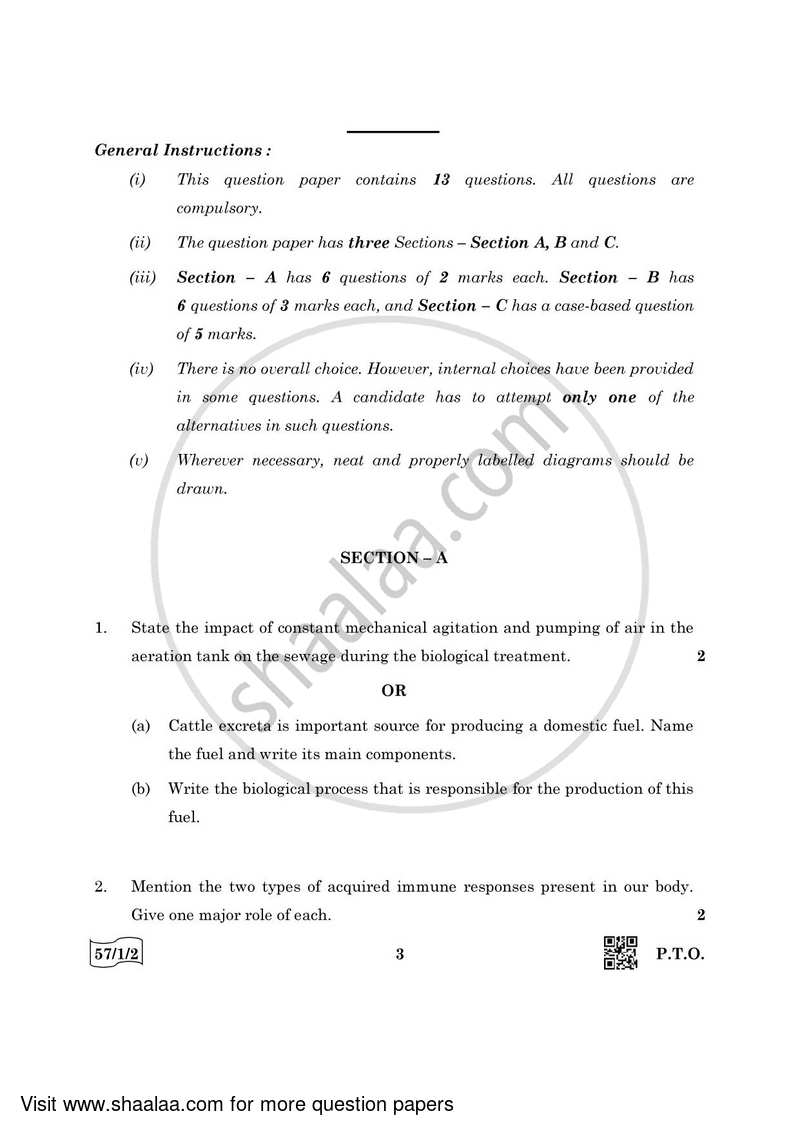 Biology 2021-2022 - CBSE 12th - Class 12 - CBSE (Central Board of Secondary Education) question paper with PDF download