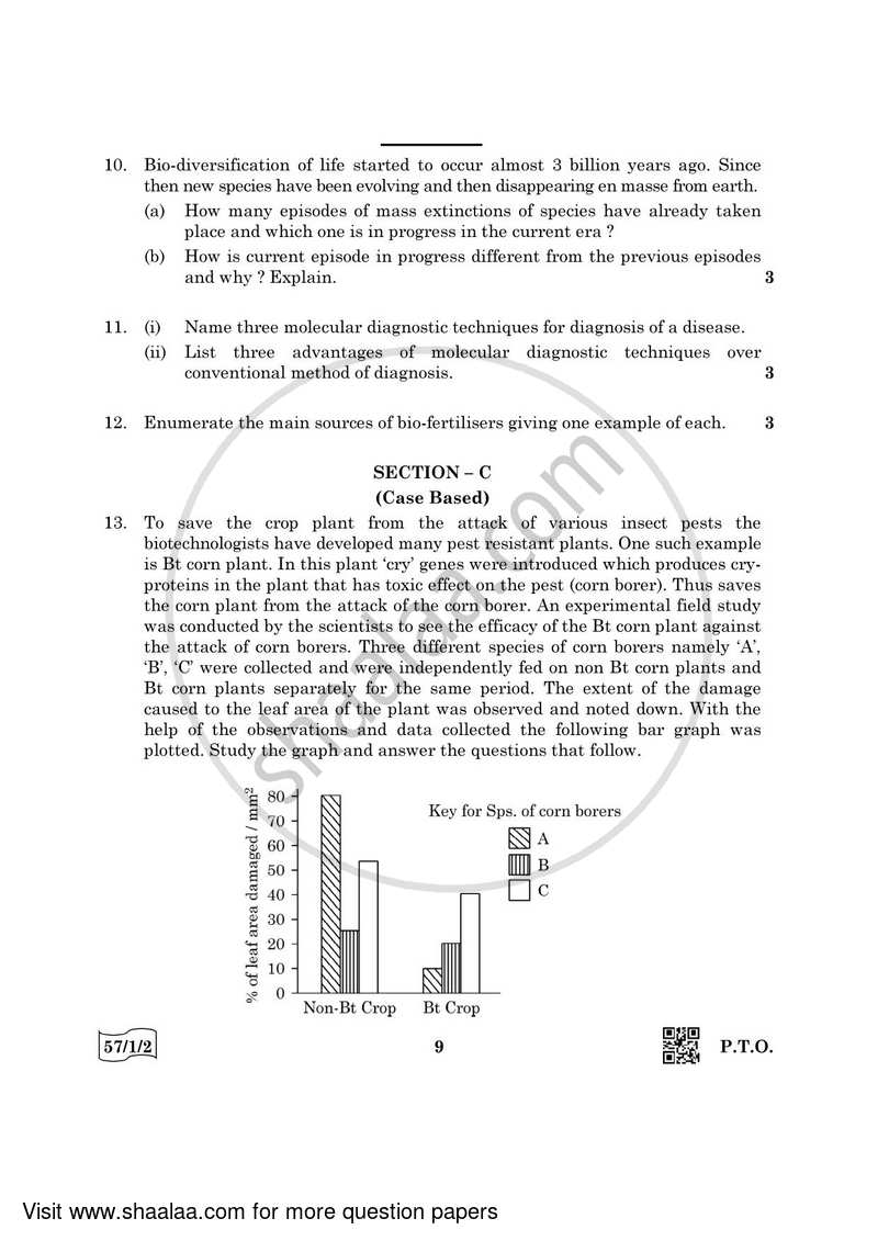 Biology 2021-2022 - CBSE 12th - Class 12 - CBSE (Central Board of Secondary Education) question paper with PDF download