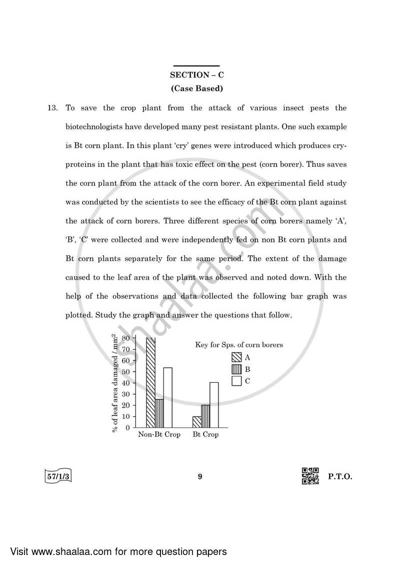 Biology 2021-2022 - CBSE 12th - Class 12 - CBSE (Central Board of Secondary Education) question paper with PDF download