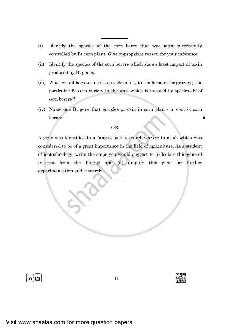 Biology 2021-2022 - CBSE 12th - Class 12 - CBSE (Central Board of Secondary Education) question paper with PDF download