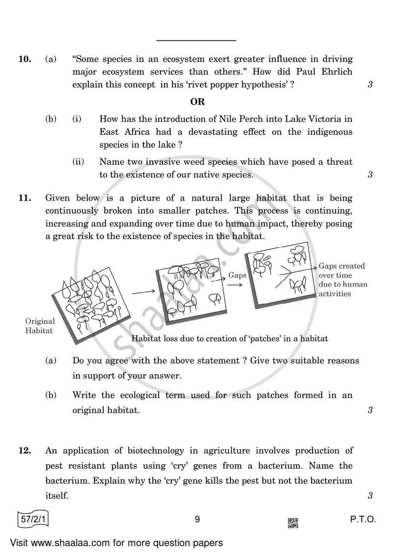 Biology 2021-2022 - CBSE 12th - Class 12 - CBSE (Central Board of Secondary Education) question paper with PDF download