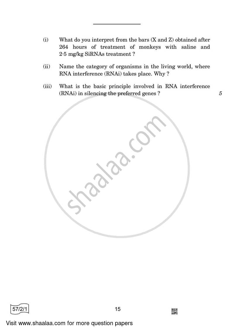 Biology 2021-2022 - CBSE 12th - Class 12 - CBSE (Central Board of Secondary Education) question paper with PDF download