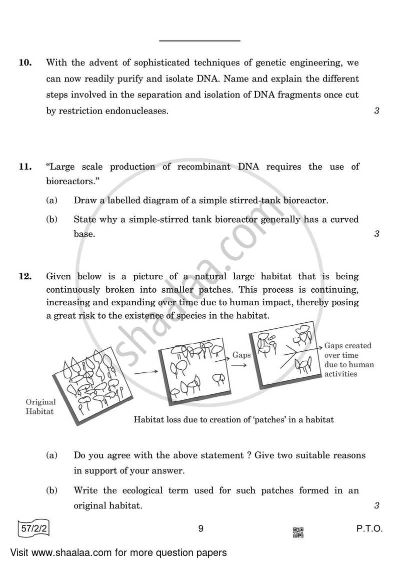 Biology 2021-2022 - CBSE 12th - Class 12 - CBSE (Central Board of Secondary Education) question paper with PDF download