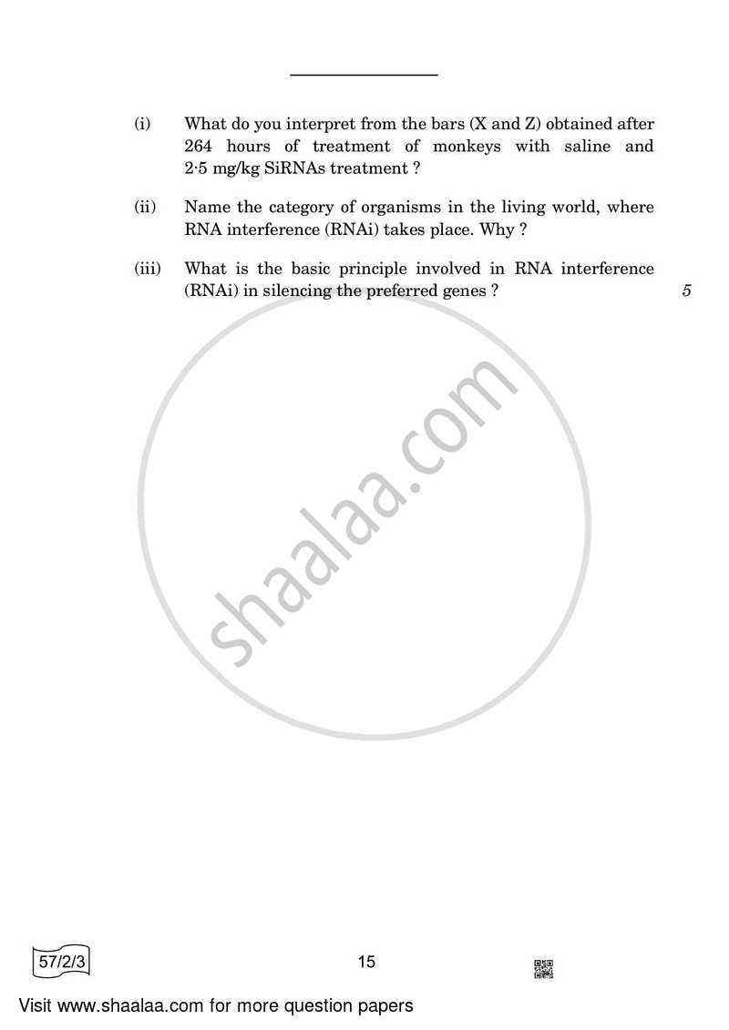 Biology 2021-2022 - CBSE 12th - Class 12 - CBSE (Central Board of Secondary Education) question paper with PDF download