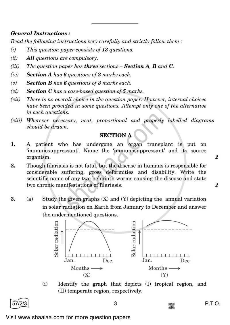 Biology 2021-2022 - CBSE 12th - Class 12 - CBSE (Central Board of Secondary Education) question paper with PDF download