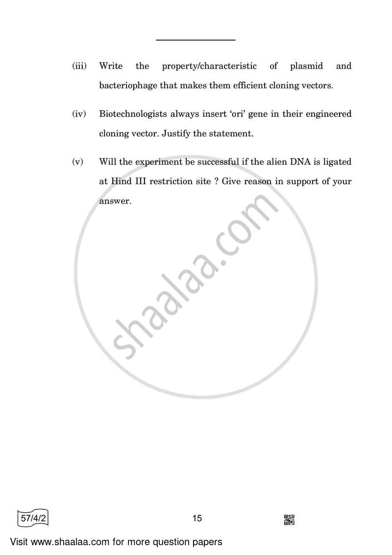 Biology 2021-2022 - CBSE 12th - Class 12 - CBSE (Central Board of Secondary Education) question paper with PDF download